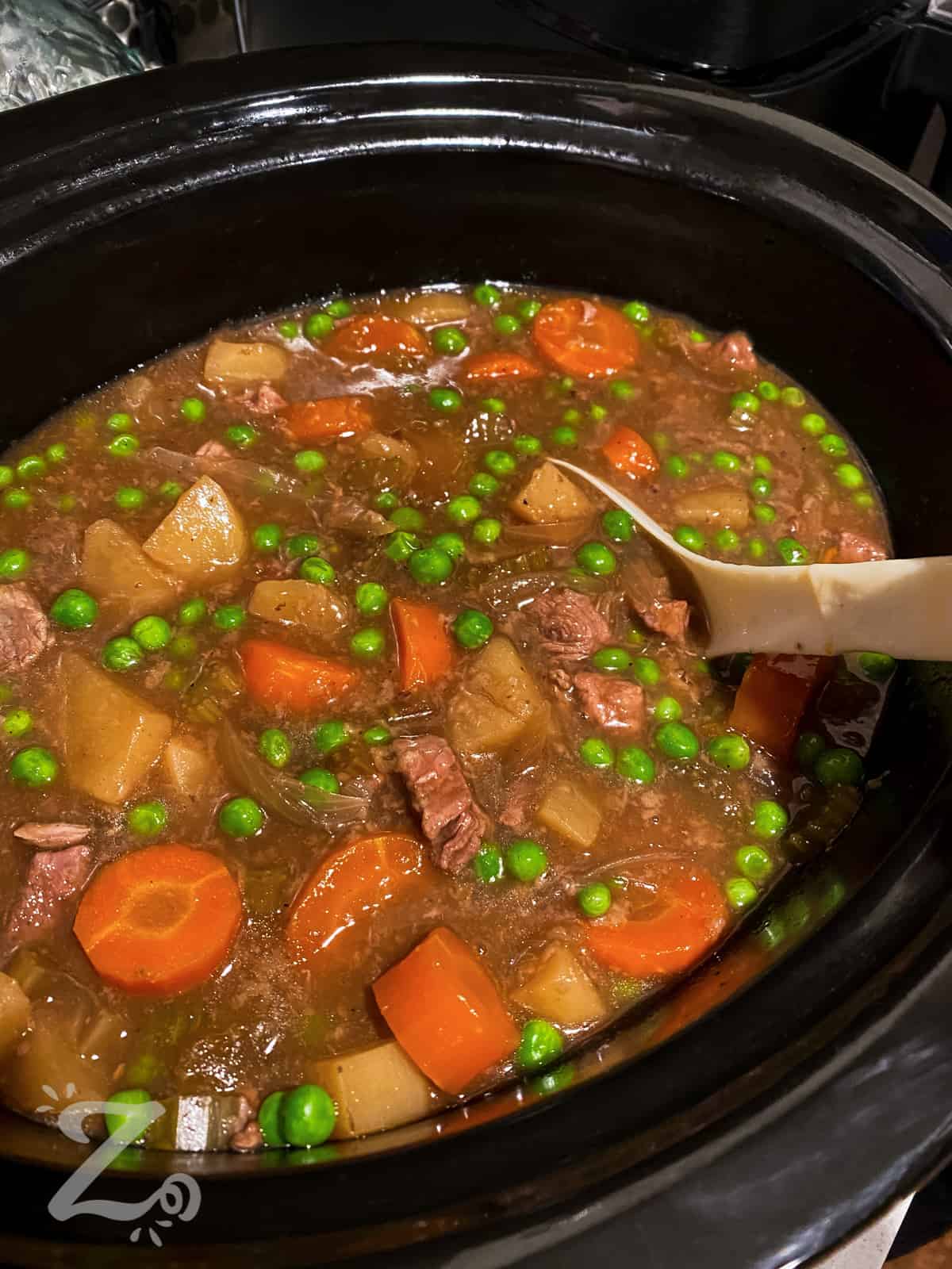 A slow cooker of beef stew