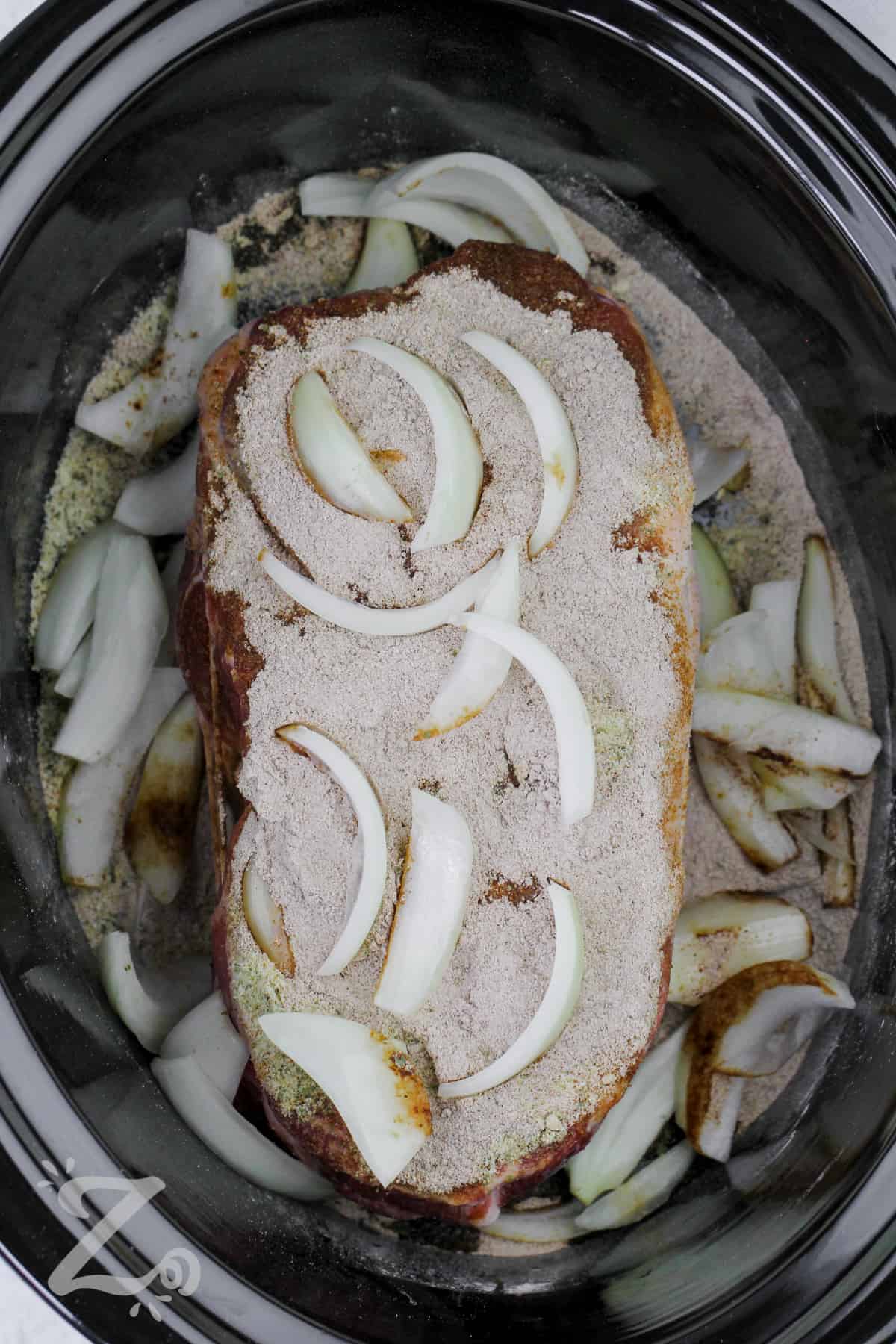 Mississippi Pork Roast prepped in the slow cooker