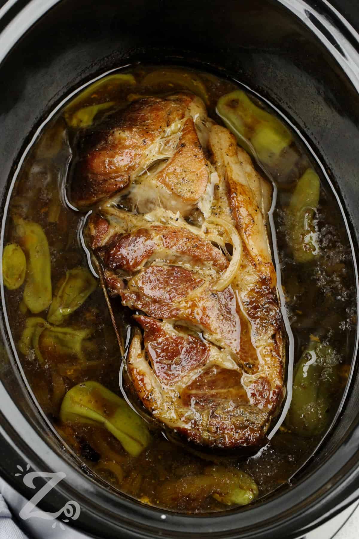 pork roast cooked in a slow cooker