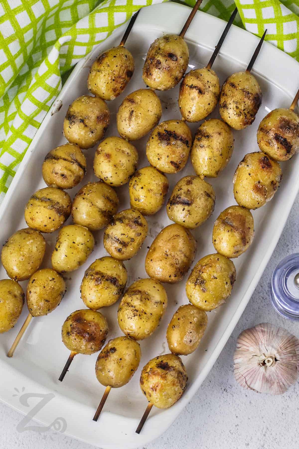 plated Grilled Potatoes with salt and pepper