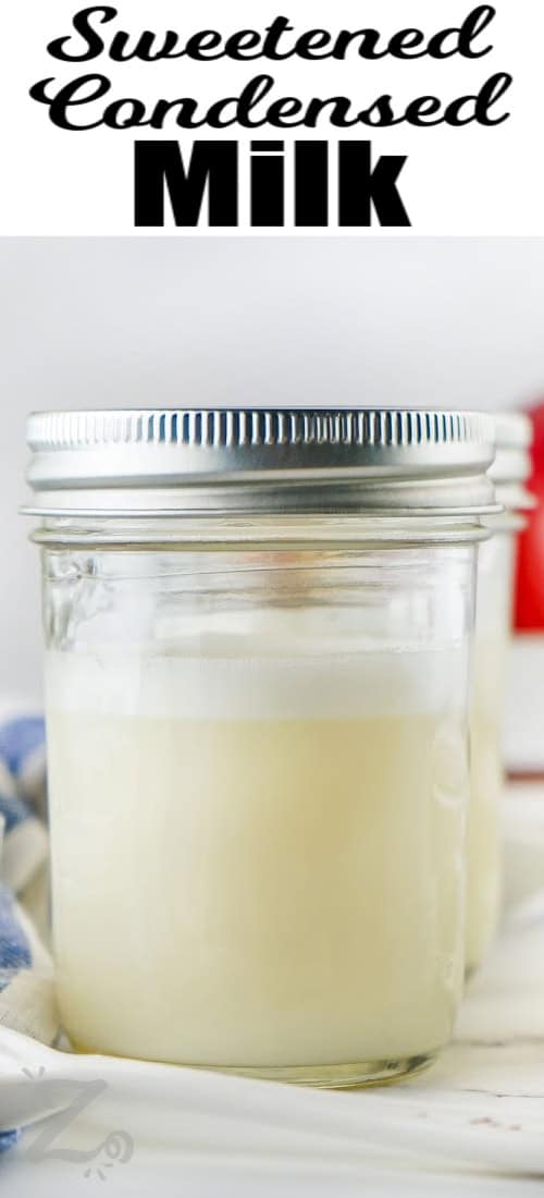 Two jars of sweetened condensed milk with a title