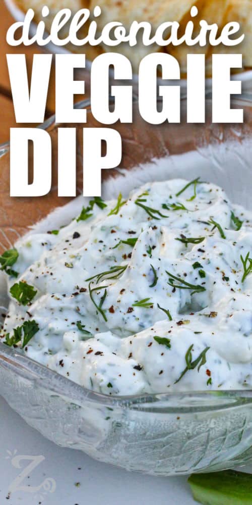 plated Dillionaire Veggie Dip with a title