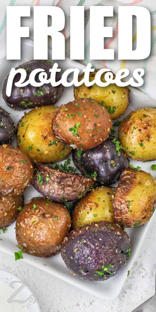 Fried Potatoes with parsley and a title