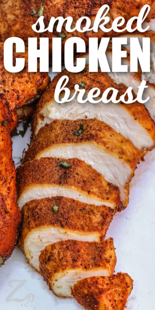 sliced Smoked Chicken Breasts with writing