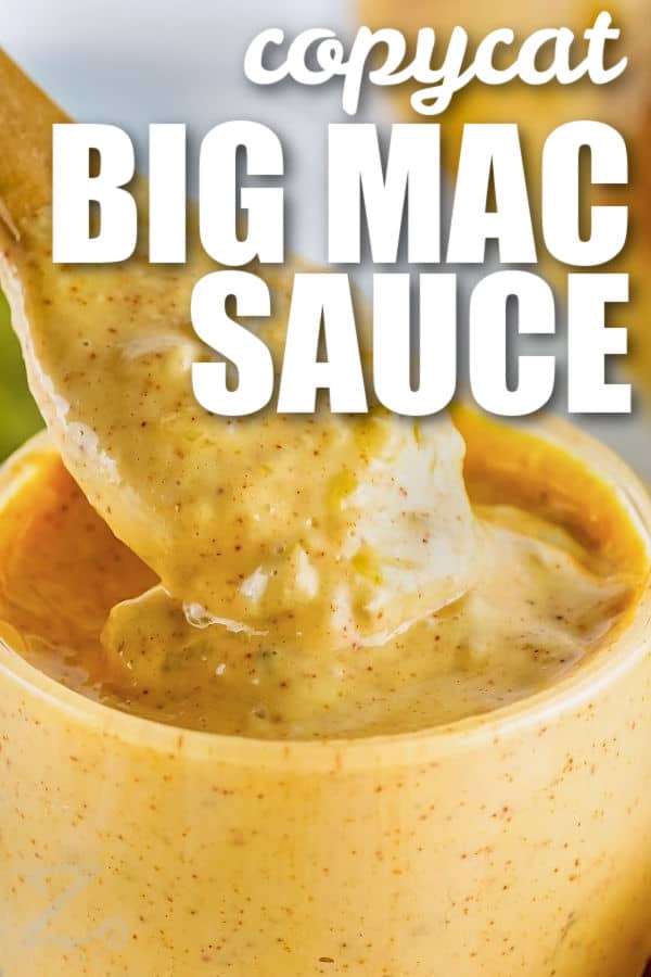 taking Copycat Big Mac Sauce out of the jar with writing