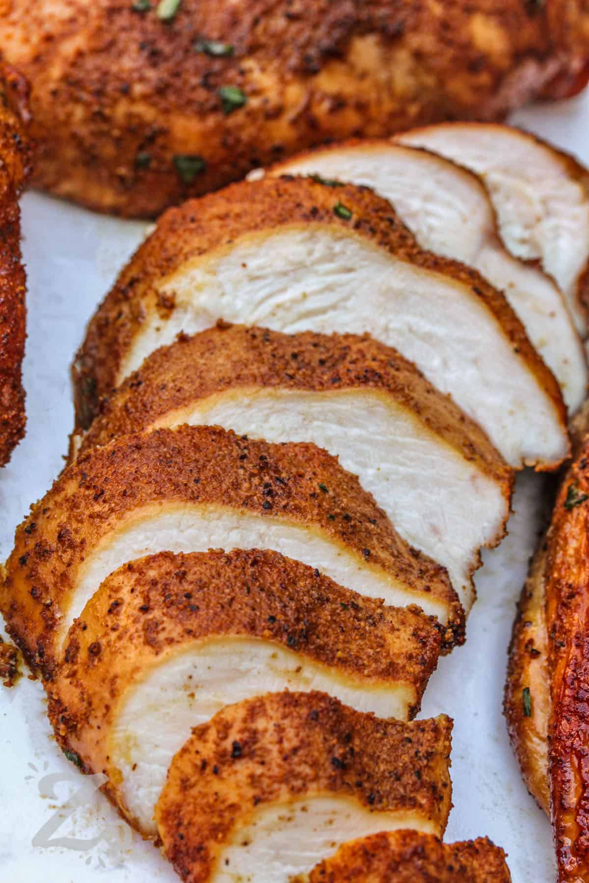 close up of Smoked Chicken Breasts slices