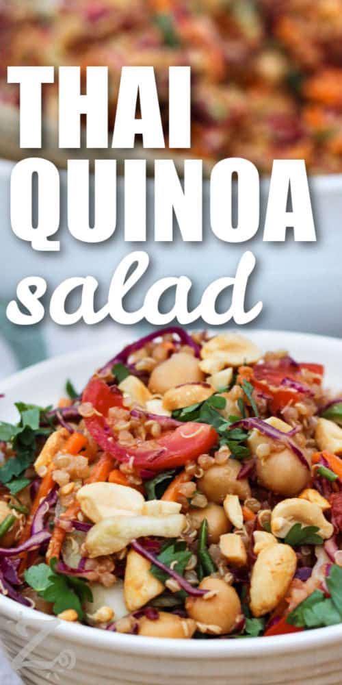 fresh Thai Quinoa Salad with writing