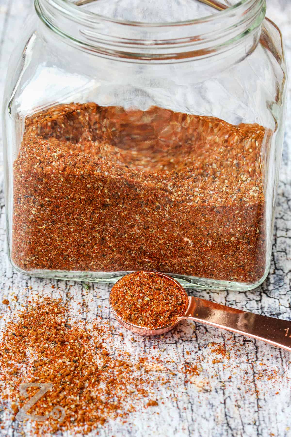 Pork Rub in the jar and on a spoon