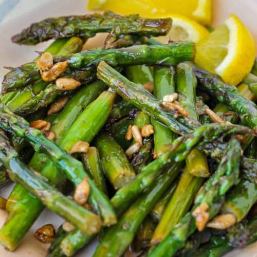 close up of Sauteed Asparagus