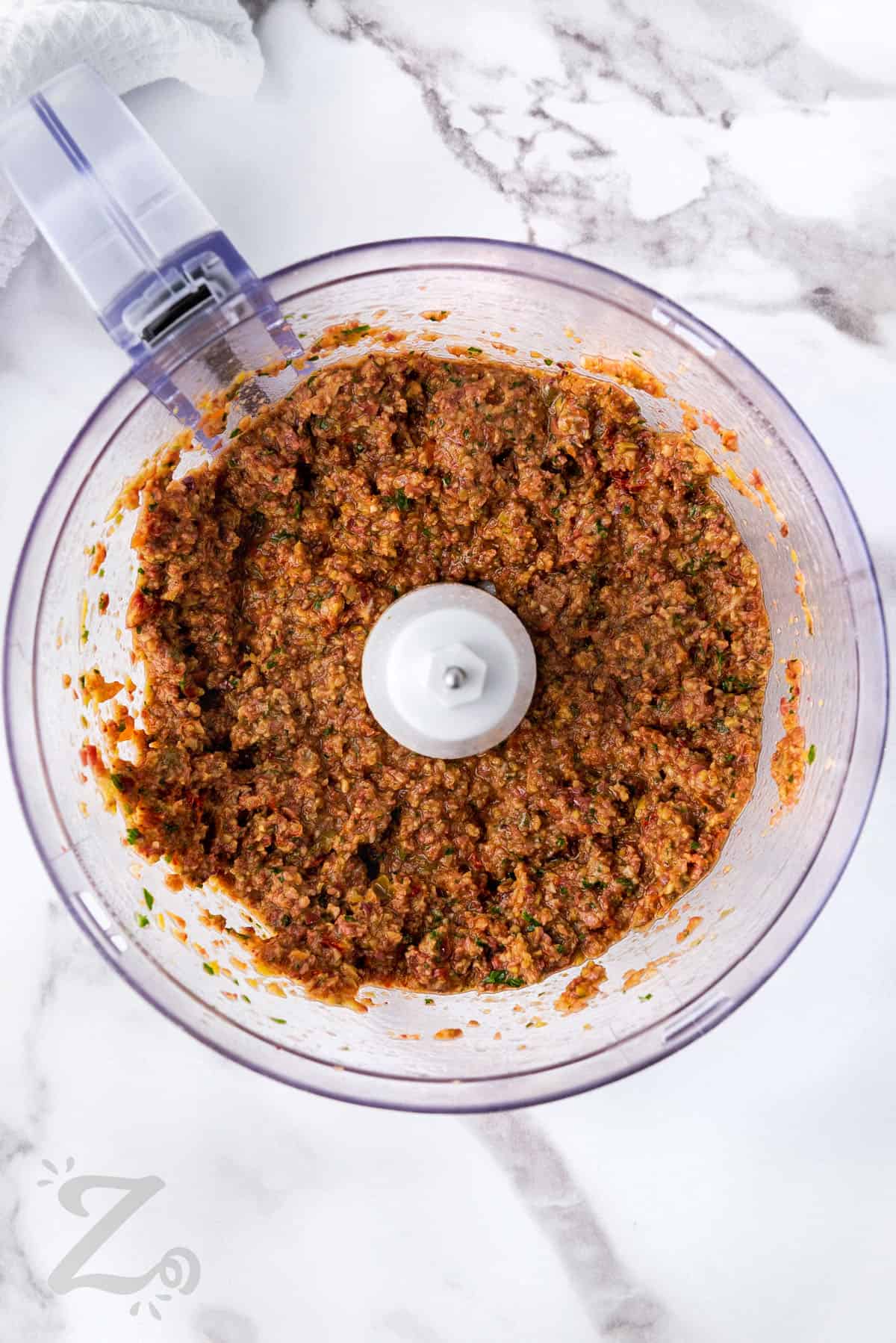 blended Olive Tapenade in a food processor