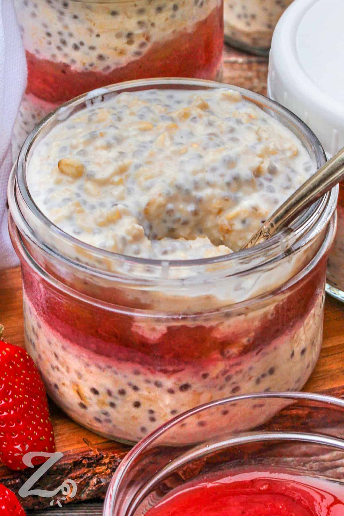 jar of Overnight Oats with a spoon