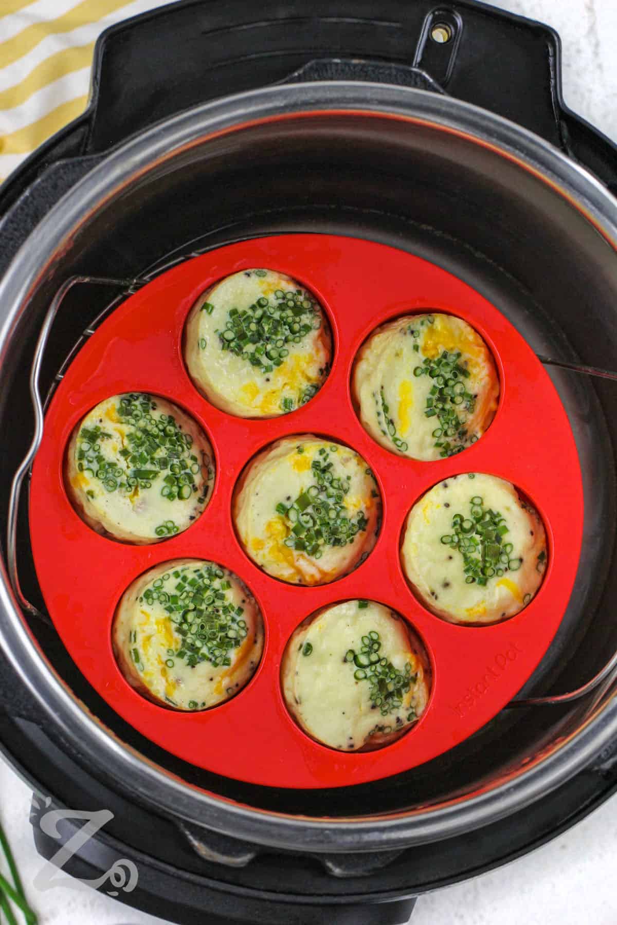 Instant Pot Egg Bites cooked in the instant pot with a mold