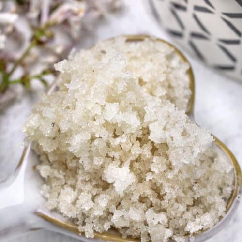 heart spoon with Lilac Sugar