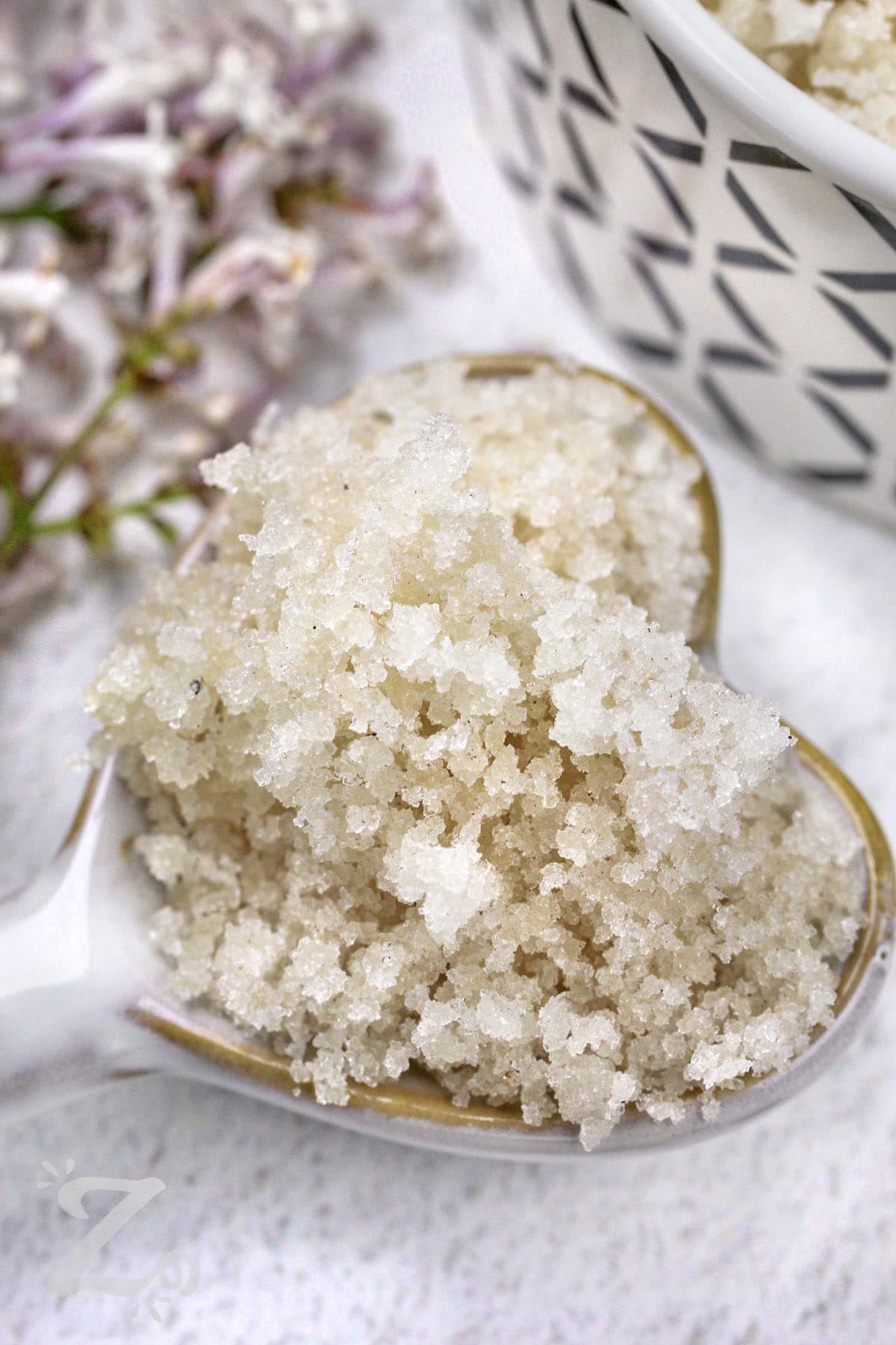 heart spoon with Lilac Sugar