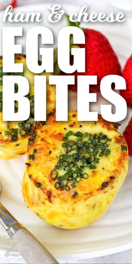 plated Instant Pot Egg Bites with writing