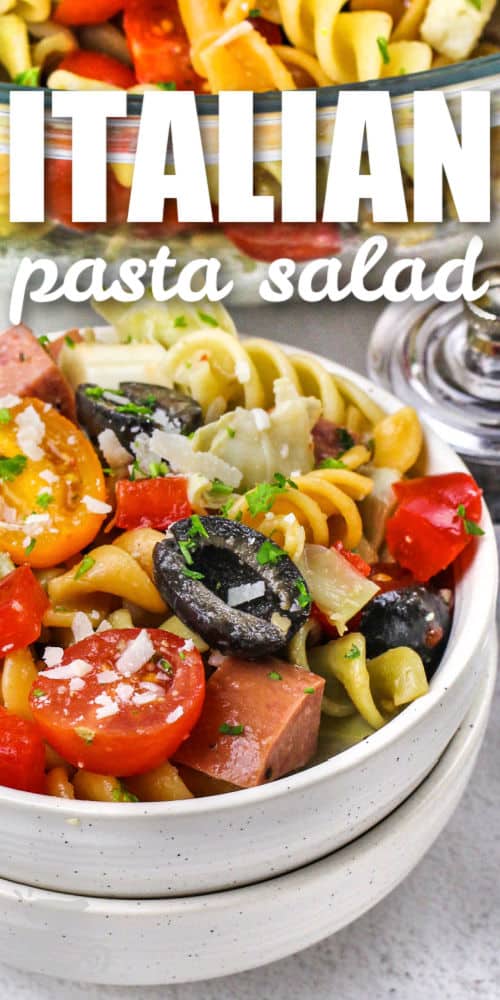 Italian Pasta Salad with a title