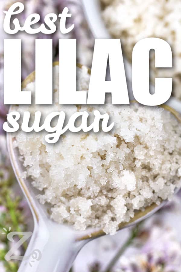 close up of Lilac Sugar with writing