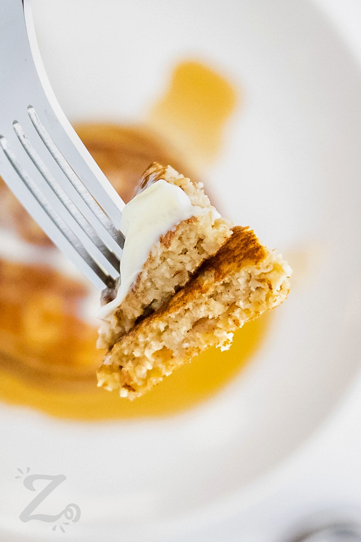 Banana Oat Pancakes on a fork