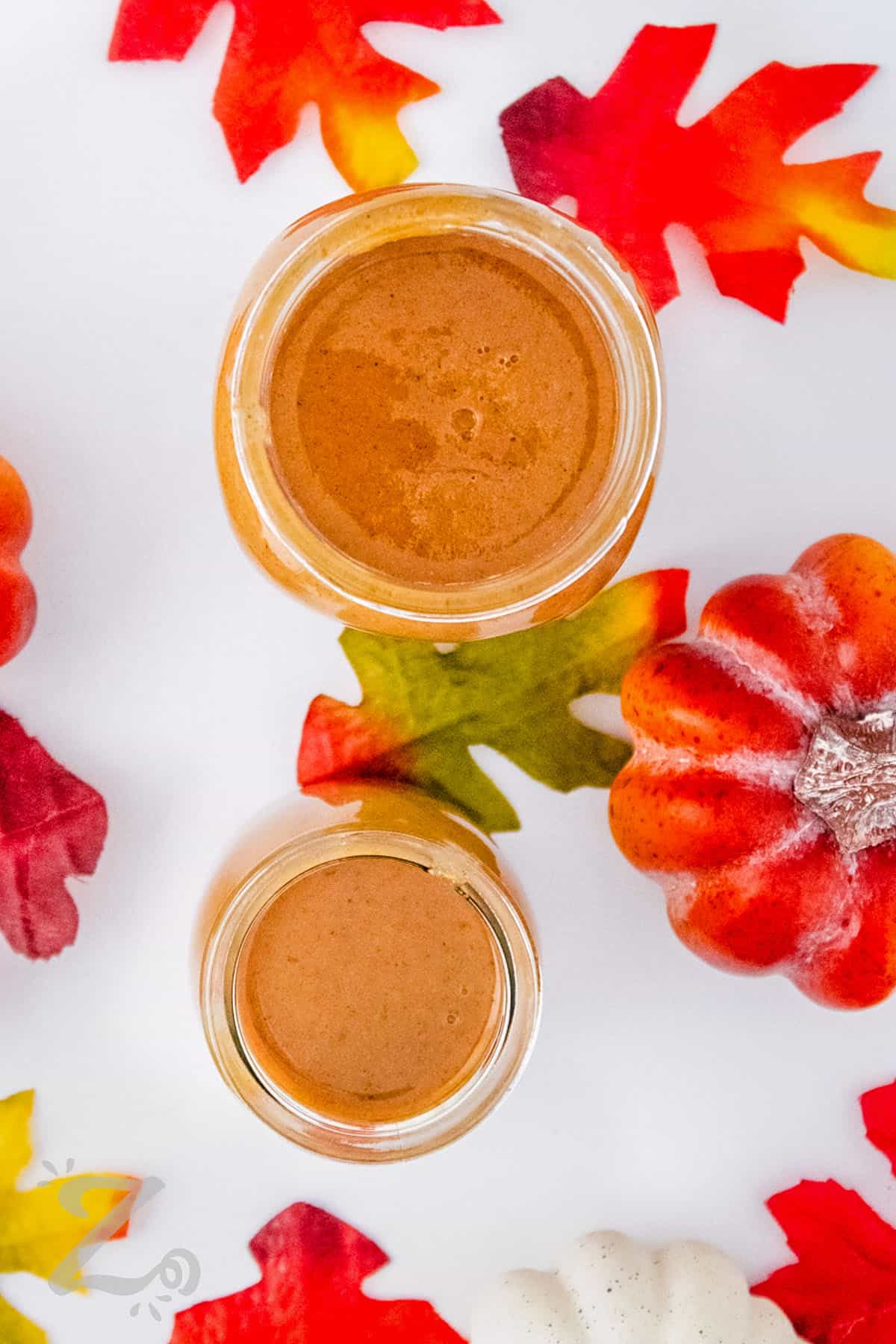 top view of Pumpkin Spice Syrup in jars