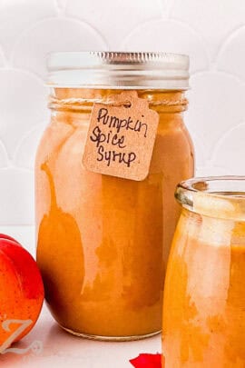 Pumpkin Spice Syrup in a jar with a lid