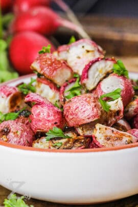 close up of Roasted Radishes