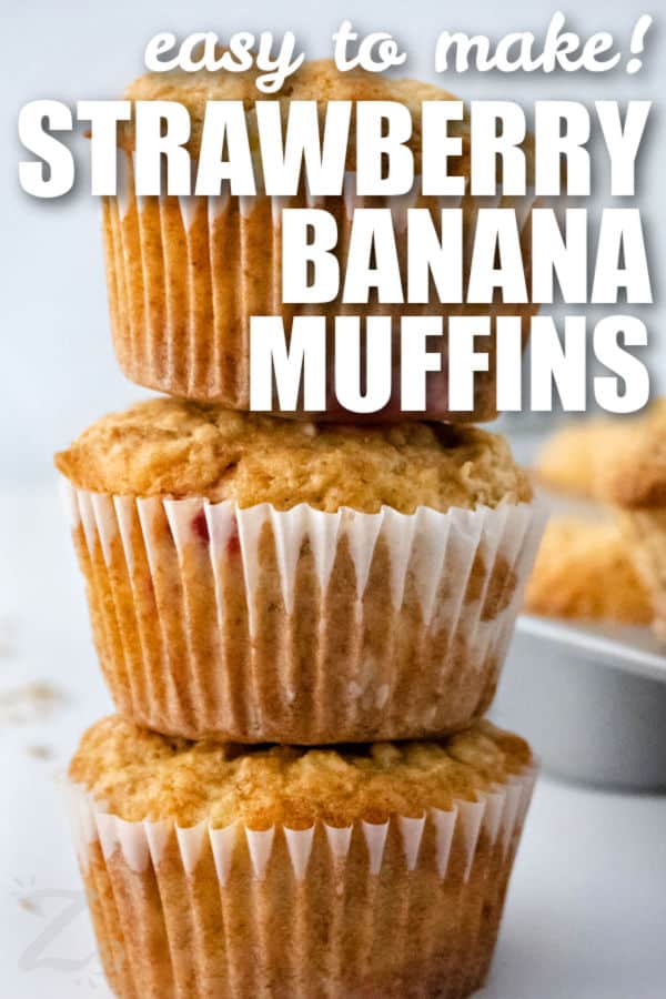 easy to make Strawberry Banana Muffins with a title