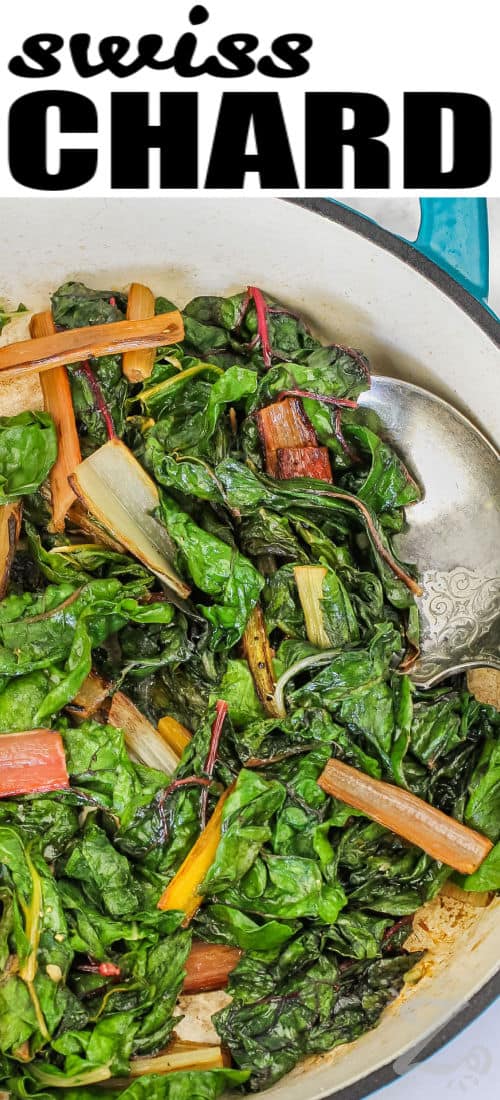 close up of Swiss Chard with a title