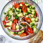 Tomato and Cucumber Salad mixed with dressing