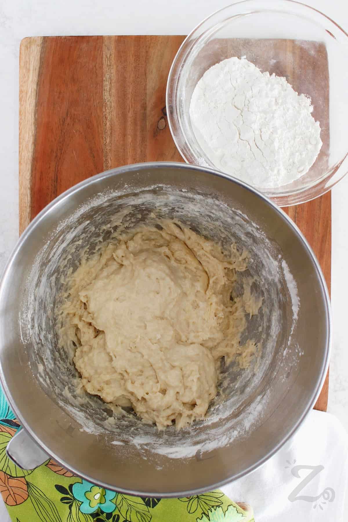 Parker House Rolls dough before final amount of flour has been added