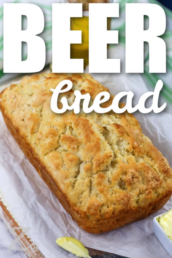 loaf of Beer Bread Recipe with a title
