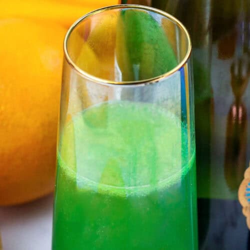 close up of Green Mimosa drink