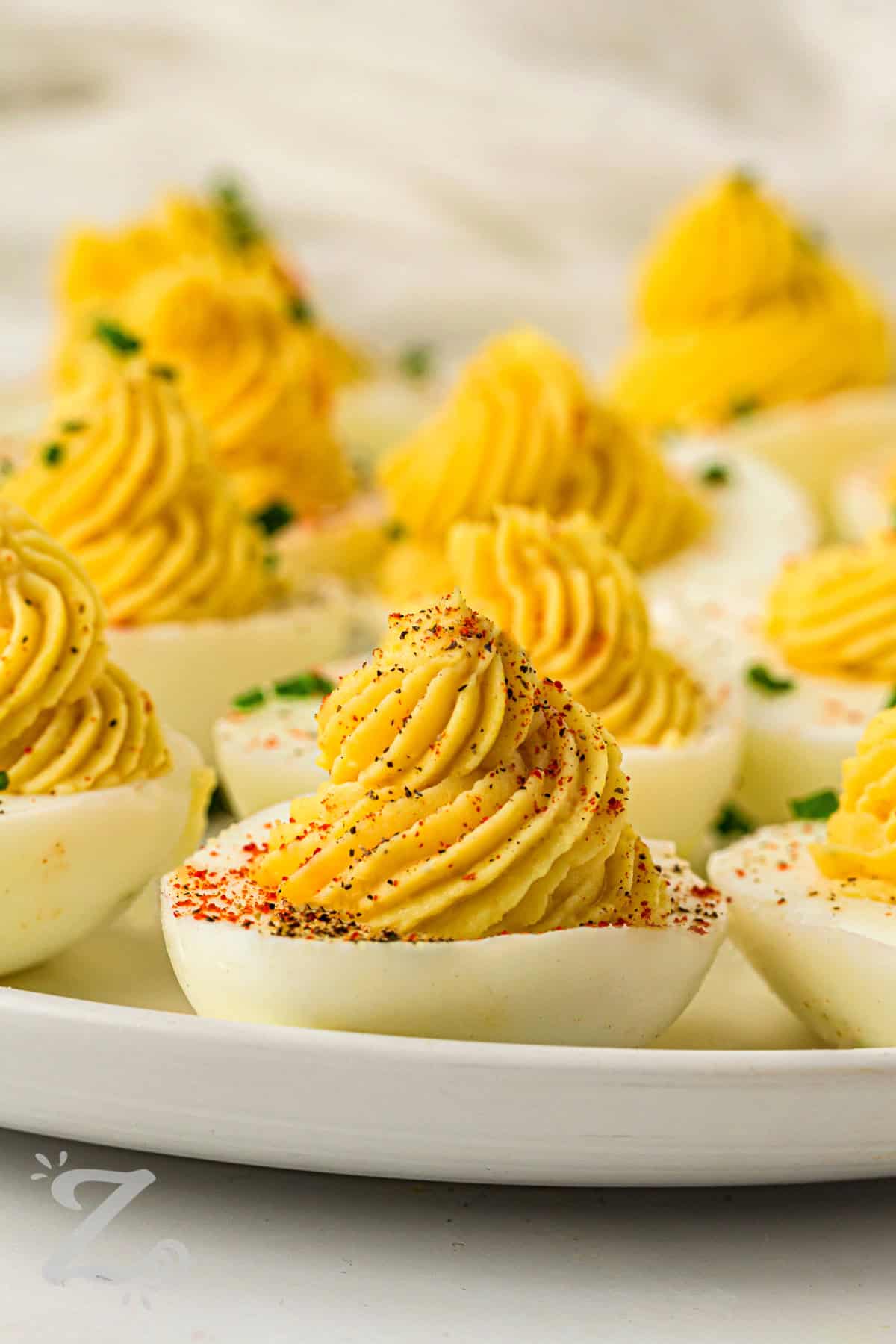 plate full of Classic Deviled Eggs