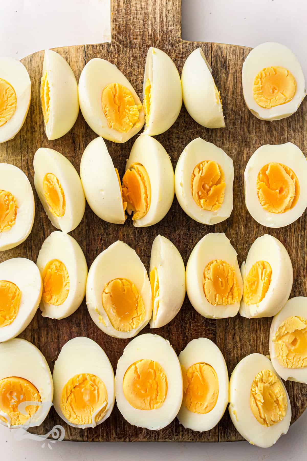 sliced hard boiled eggs to make Classic Deviled Eggs