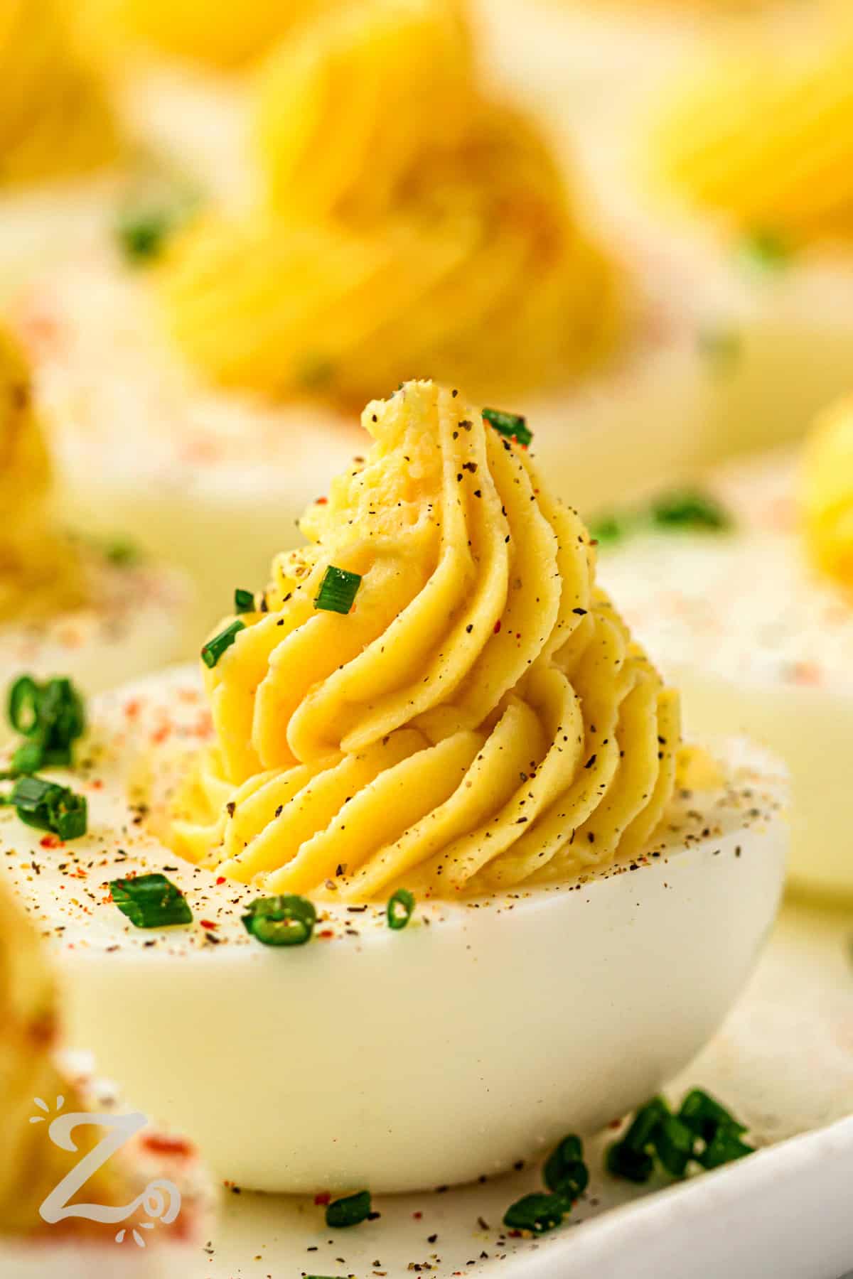 close up of Classic Deviled Eggs