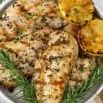 plated Grilled Chicken with lemon and rosemary