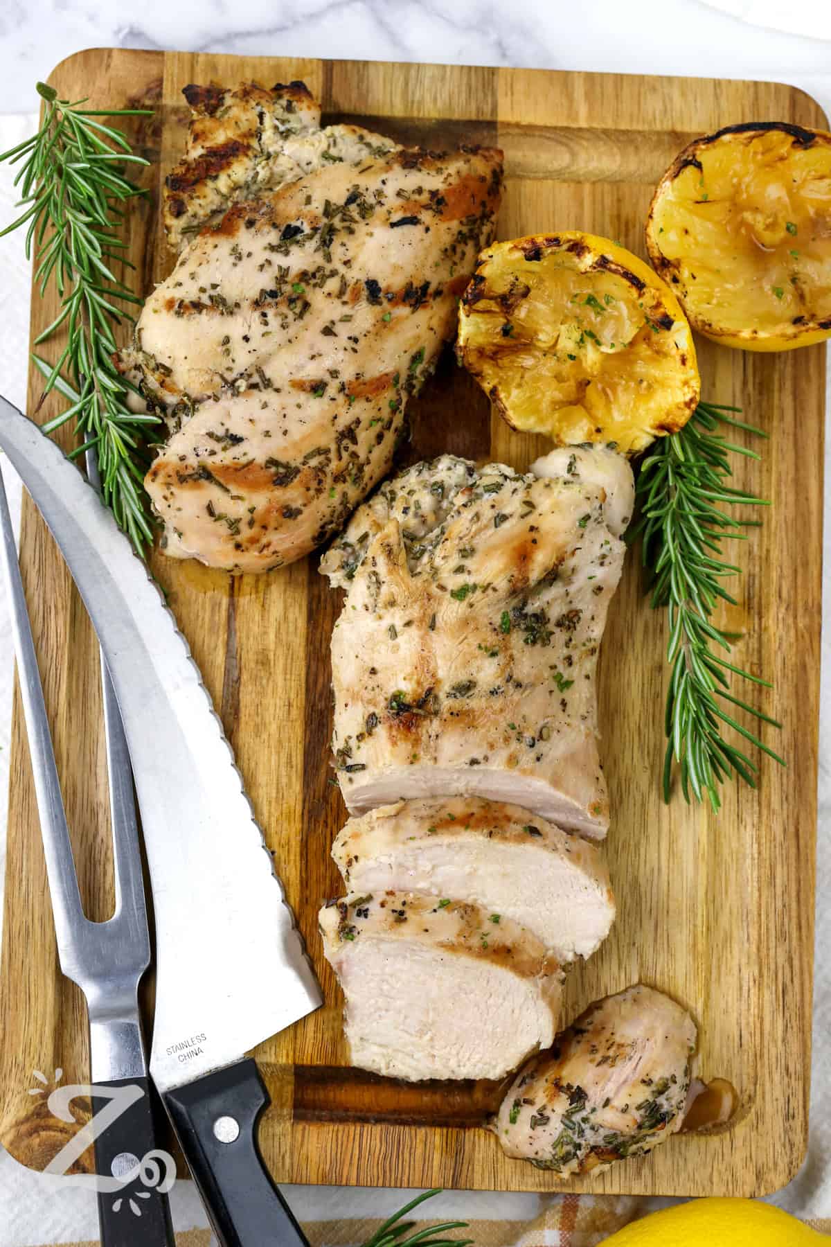 sliced Grilled Chicken on a cutting board