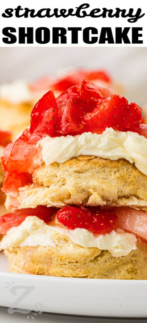 plated Strawberry Shortcake with a title
