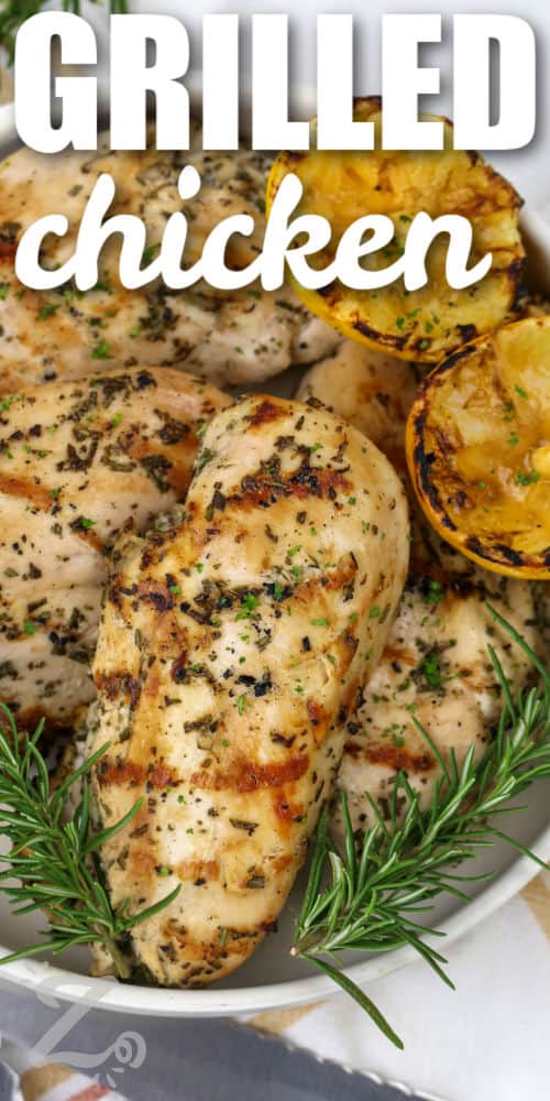 Grilled Chicken with lemon and a title