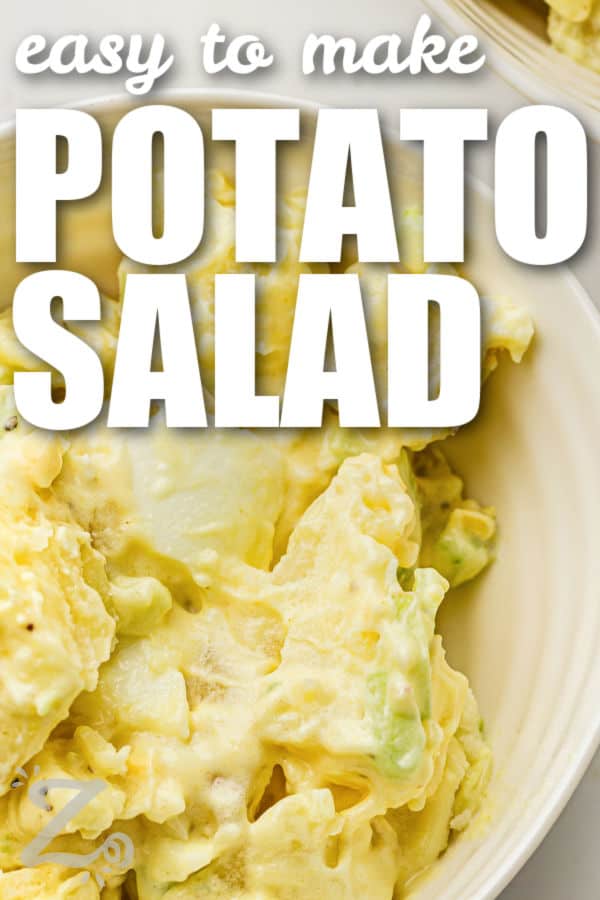 Classic potato salad recipe lovers can count on this chilled side dish for every summer gathering. Tender potatoes and hard-boiled eggs are folded into a creamy dressing with mustard, mayo, and a touch of vinegar for bold flavor. This homemade potato salad is easy to prepare ahead of time and perfect for cookouts, picnics, and potluck dinners. It pairs well with barbecue chicken, sandwiches, and burgers. #ourzestylife easy to make Classic Potato Salad in a bowl with a title