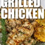 plated Grilled Chicken with writing