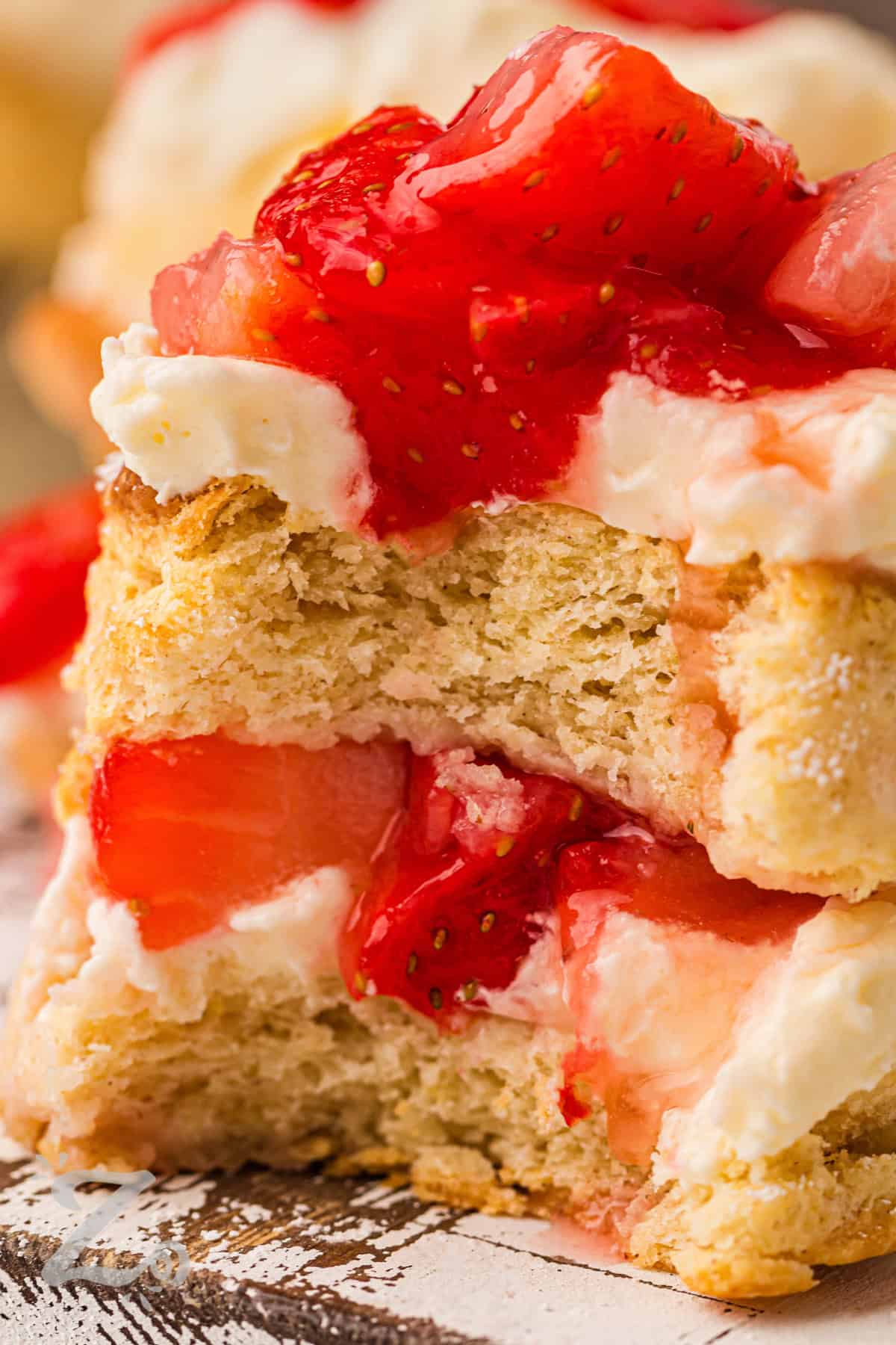 Strawberry Shortcake with a bite taken out of it