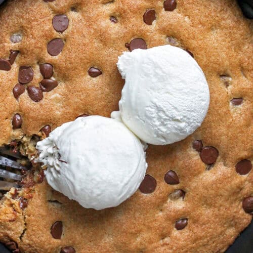 close up of Pizookie in a pan
