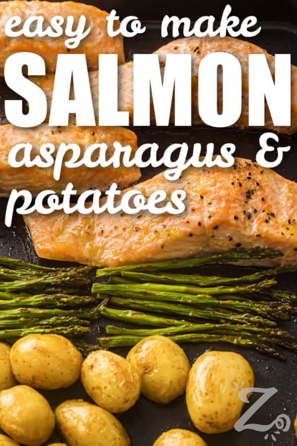 For busy evenings, sheet pan salmon is the kind of recipe that makes dinnertime easier. Everything cooks together in one pan, from the tender potatoes to the flavorful asparagus and salmon. The lemon garlic butter adds a fresh finish that brings the whole meal together. It is a healthy dinner option that the whole family can enjoy. Try it for dinner this week. #ourzestylife easy to make Sheet Pan Salmon with Asparagus and Roasted Potatoes with writing