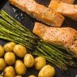 sheet pan with Sheet Pan Salmon with Asparagus and Roasted Potatoes