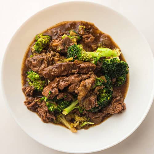 bowl of Slow Cooker Beef and Broccoli