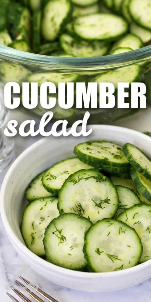 This easy cucumber salad makes fresh ingredients shine with very little effort. Crisp cucumbers, fragrant dill, and a light vinegar dressing come together for a side dish that is both simple and satisfying. It is perfect for family dinners, BBQs, holiday meals, and potluck tables all season long. Try this recipe for your next meal. #ourzestylife bowl of Easy Cucumber Salad with bowl full in the background with writing