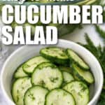 easy to make Easy Cucumber Salad with writing