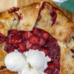 close up of Strawberry Galette with ice cream