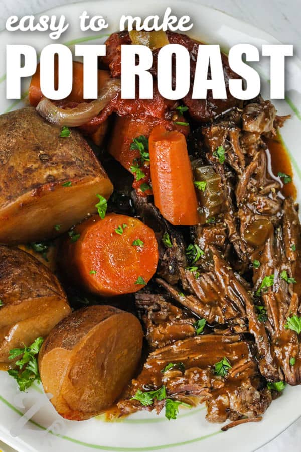 easy to make Best Pot Roast with writing